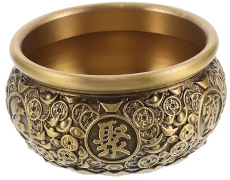 SOPOTUTU Messing Schatzschale Kupfer Füllhornschale Feng Shui Geldschale Für Reichtum Und Wohlstand Antik Kupferfarben Ø7,5cm Dekorative Feng Shui Dekoration Für Zuhause Und Büro