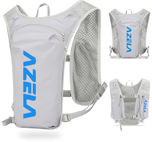 HOTUT Zaino da Corsa,Gilet Idrici Unisex con Strisce Riflettenti, Zainetto Gilet Corsa,Cinghie Pettorali Regolabili,Zaino Idratazione per Corsa Ciclismo Maratona Trekking Trail,Grigio