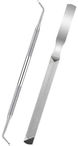 2PCS Toe Nail Files for Fungal Thick Nails,Dual-Ended Toenail Lifter, Long Steel Nail File for Onychomycosis, Fungal & Ingrown NailsNail Tools, Manicure & Pedicure Tool for Men and Women