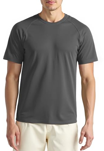 MAGISDU Merino Wool T Shirt Mens Base Layer, Breathable Quick Dry Undershirt, Gym Running Sports Top, Regular Fit Short Sleeve Technical Tshirt for Hiking Walking Dark Grey