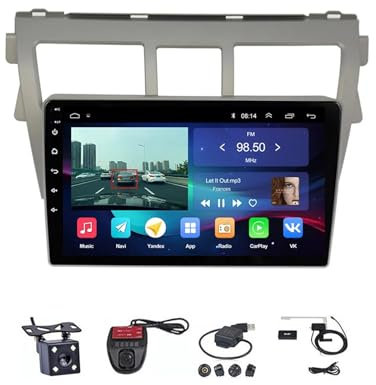 Generico Radio de coche Android de 9 pulgadas con navegador GPS, Bluetooth y cámara de marcha atrás para Toyota VIOS Yaris 2007-2012 - Actualización de radio M300S