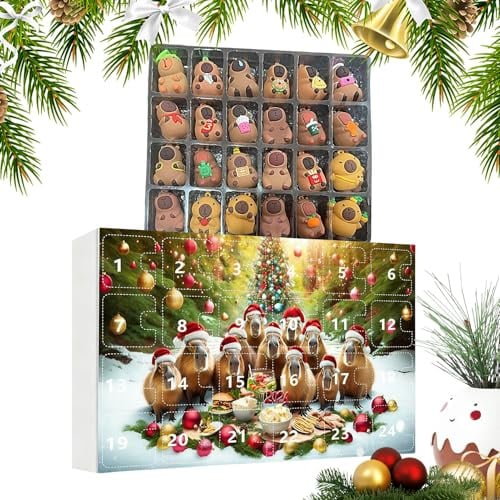 Adventskalender 2025 | Weihnachtsbürodekoration 24 Tage – 2025 Countdown-Kalender Capybara Tischmodell – für Männer Frauen Mädchen Jugendliche Ehefrau Ehemann Sohn Tochter Fa