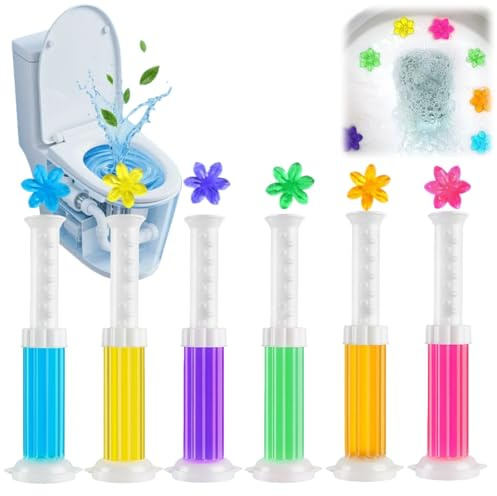 6 Stück Toilettengel-Stempel,Toilettenschüssel-Stempelgel,Toiletten-Refresh-Blumenduftgel,Toilet Gel Stamp,Frischesiegel für Kleine Badezimmer und Gästetoiletten,Inklusive Spender und Gel
