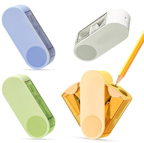 Anspitzer 4 Stück, Doppelspitzer mit dose, Anspitzer Dicke und Dünne Stifte, Pencil Sharpener Bleistiftspitzer für Dicke und Dünne Stifte, Schule Zuhause und Büro Kunst