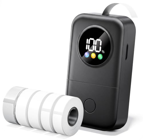 Phomemo Etikettendrucker mit 5 Etiketten, 2026 Upgraded D30D LED Smart Screen Bluetooth Etikettiergerät, Tragbarer Beschriftungsgerät selbstklebend Label Printer, Büro, Schule & Organisation – Schwarz