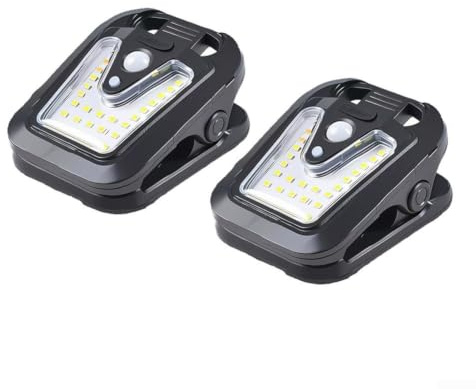 Axorafow Confezione da 2 luci solari a clip per esterni con sensore di movimento 600lm 25 LED impermeabile luce di sicurezza recinzione grondaia ringhiera bianco luminoso giardino