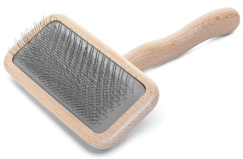 Chris Christensen Dog Brush, Mark III Medium Slicker Brush, Groom Like a Professional, Stainless Steel Pins, Lightweight Beech Wood Body, Ground and Polished Tips