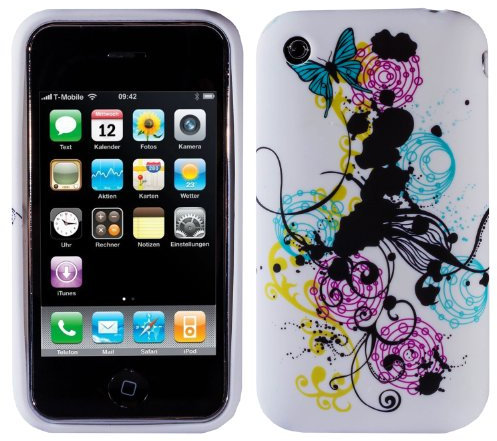 wortek Silikon TPU Schutzhülle Ranke Apple iPhone 3G / 3GS - Floral Tendril White Colorful