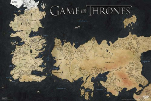 Game of Thrones - Poster - Map of Weste + Ü-Poster