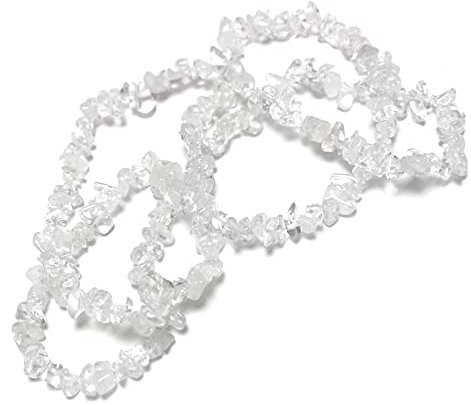 Grade A Natural Rock Crystal Quartz Gemstone Beads - Clear, 5-8mm Smooth Chips - Long Strand of 200+ - Authentic Brazilian Stones for Jewellery Making, 1mm Hole