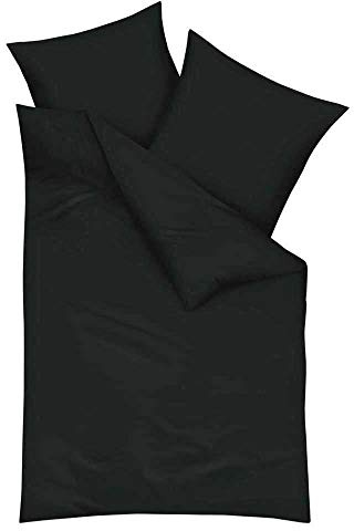 Kaeppel Mako-Satin-Bettwäsche unifarben, 2tlg. mit Reißverschluss schwarz, 80X80/155X220 cm