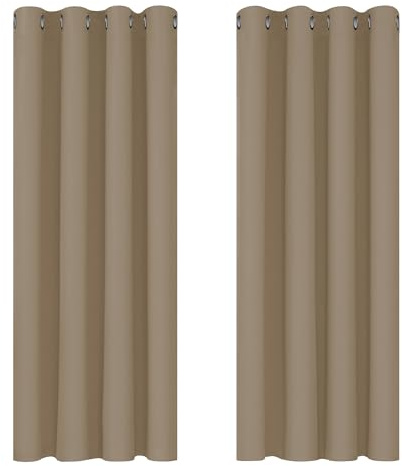 Deconovo Wohnzimmer Gardinen Modern Blickdichte Vorhänge mit Ösen Taupe | 2er Set, H138 x B168 cm, Vorhang mit Ösen, lichthemmend, Wärmeisolierend und gut passend für moderne Wohn- und Schlafzimmer