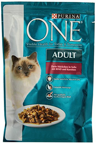 One Adult Katzenfutter mit Rind und Karotten, 12er Pack (12 x 85 g)