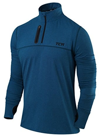 TCA Maglia Termica Uomo Fusion PRO - Maglia da Corsa con Maniche Lunghe e Zip - Tecnologia Quickdry - Blu Scuro/Blu Scuro, M