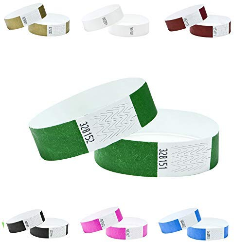 J&R Wristbands Tyvek-Armbänder, papierähnliche Armbänder für Veranstaltungen, Nachtclubs, Wasserparks usw., 3/4 Zoll, 100 Stück (Grün)