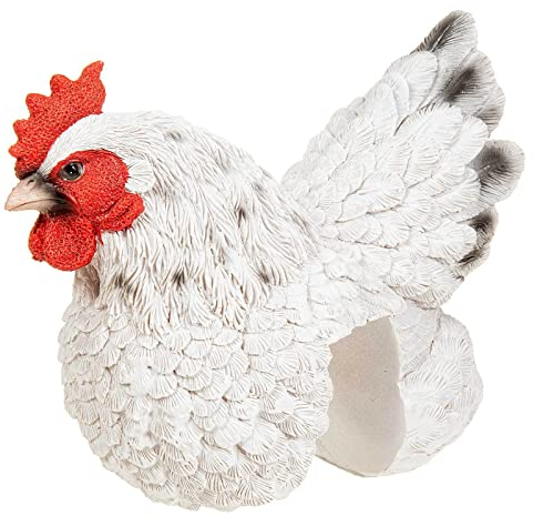 SIDCO Zaunhocker Kantenhocker Huhn weiß Zaunhuhn Henne Gartenfigur Garten Deko