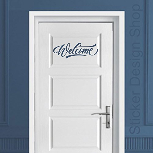Welcome Willkommen Wandtattoo Wandaufkleber Wandsticker Wohnzimmer Kinderzimmer Tür Aufkleber Sticker (20 x 7 cm)
