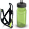 Cube HPP Cage - Matt Black/Green & Grip Bottle - Green, 750ml / Water Drink Flask Vessel Bidon Holder Mount Bracket Kit Lightweight Plastic Drinking Hydration Biking Bike Riding Frame Accessories