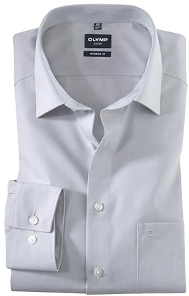 OLYMP Luxor Herren Hemd / Modern Fit / Langarm, Größe 47, Farbe Hellgrau