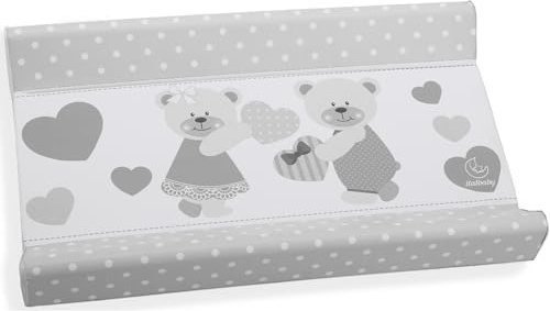 Materassino fasciatoio in pvc 2 lati, per il cambio del pannolino, universale, misura cm 49x81x10, made in italy, Italbaby dolci coccole grigio