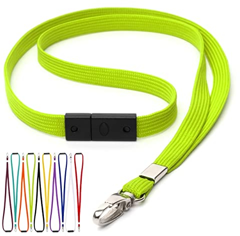 CKB LTD Grün Schlüsselband mit Sicherheitsverschluss Metall-Klipp Für Büro Mitarbeiter Besucher ID Ausweishalter Lanyards Schlüsselbänder Für Namensschilder Umhängebänder Packung mit 10 Stk