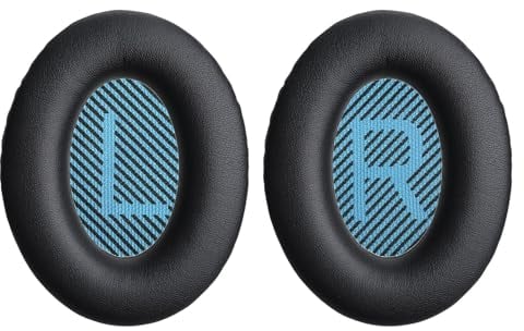 Aurivor Ersatz-Ohrpolster für Bose Quiet-Comfort QC 35 (ii) 25 15 2 Kopfhörer, Rissfeste Ersatz-Polster für QC35 (ii) AE2 QC25 QC15 QC2 SoundTrue/SoundLink AE2i / AE2w Over-Ear Kopfhörer (Schwarz)