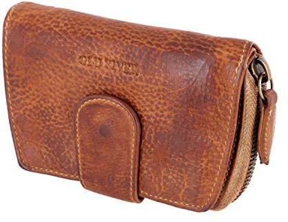Old River Damen Leder Geldbörse Klein, Damen Portemonnaie, Geldtasche mit Kartenfächer Z5025 (9/13,5/3 cm), gewaschenes echt Leder