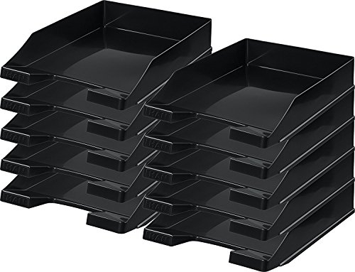 HAN Briefablage Klassik, 30 STÜCK Schreibtisch Organizer, Bürobedarf, Ablagefächer, Büromaterial, Briefkorb, Dokumentenablage, bis Format A4/C4, 1027-X-13, schwarz