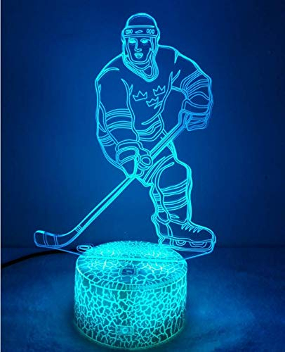 Kreative 3D Eishockey Nacht Licht Lampe USB Power 7 Farben Amazing Optical Illusion 3D LED Lampe Formen Kinder Schlafzimmer Geburtstag Weihnachten Geschenke