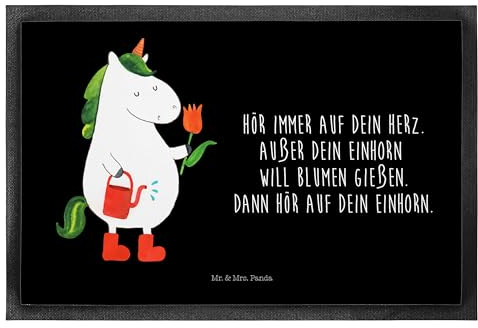Mr. & Mrs. Panda 50 x 75 cm Fußmatte Einhorn Gärtner - Geschenk, Einhorn Deko, Schmutzmatte, Luftballon, Einhörner, Fußabstreifer, Garten, Fußmatte