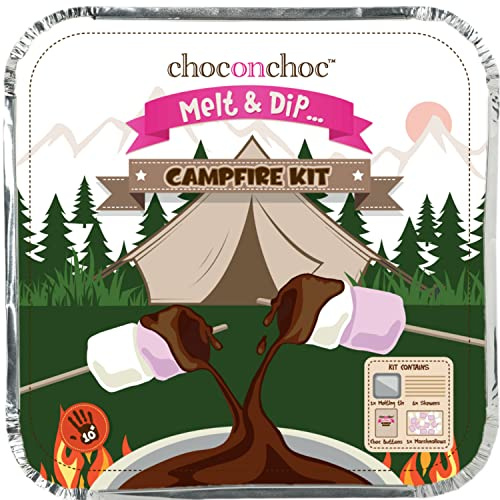 Choc on Choc - Chocolate Campfire Melting Kit - Handmade Belgian Milk Chocolate with Marshmallows & Skewers - Fun Camping Treat for BBQs, Campfires & Outdoor Gatherings