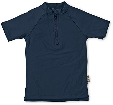 Sterntaler Badeshirt kurzarm uni - UV-Schutz 50+ Schwimmshirt mit Stehkragen - Unisex UV Shirt mit Frontreißverschluss und Kinnschutz - Kinder Badebekleidung, marine, Größe 116