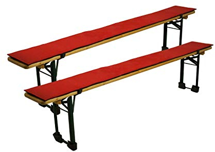 Sensalux Bierbankauflagen, 2er Set, Klettverschluss, Polster für Bierzeltgarnitur, Auflage Grau - Rot 220cm x 25cm