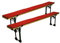 Sensalux Bierbankauflagen, 2er Set, Klettverschluss, Polster für Bierzeltgarnitur, Auflage Grau - Rot 220cm x 25cm