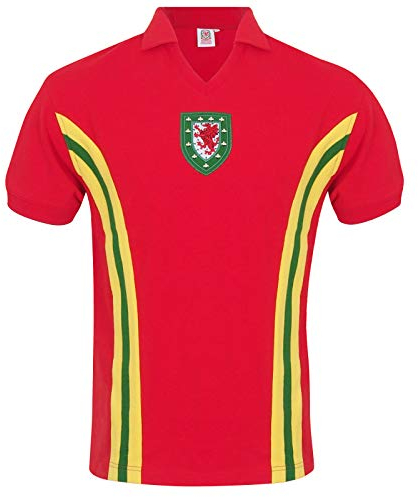 Wales FAW - Herren Trikot im Retro-Design von 1976/1984 - Offizielles Merchandise - Geschenk für Fußballfans - Rot - 1976 Nr. 10 - XL