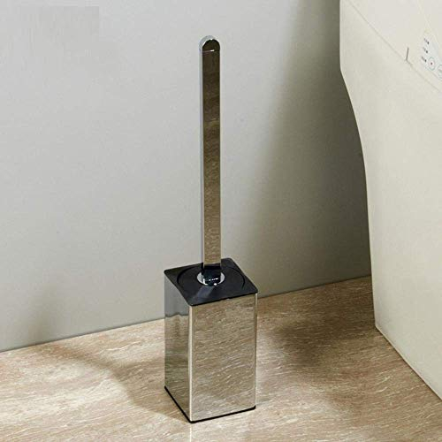 WLVG Brosse de Nettoyage de Toilette 304 Porte-Brosse de Toilette en Acier Inoxydable Tasse mentale Base carrée Chrome Brosse de Toilette Support de Salle de Bain Accessoires Brosse de Toilette