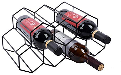 ZHXYY Weinregal stapelbar, Draht 7 Flaschen stapelbar Weinregal Space Saver Protector Countertop Free Stand Weinregal