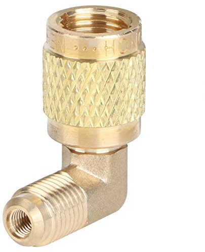 Zerodis Adaptador R410, Rosca Macho 1/4 a Rosca Hembra 5/16 Adaptador de Conector de 90 ° Enfriador para Aires acondicionados Mini Split