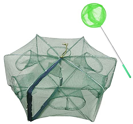 Faltbare angelfalle zusammenklappbar,HunterBee stück Loch Angeln köderfalle sechseck 6 Loch,zum fangen vonelritze krebse krebse krabben,Angeln köderfalle tragbare,crawdad Garnelen net.