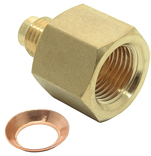 Reduziernippel/Verbinder Messing M1/4 auf F3/8 inkl. Dichtring f. Klimaanlage Kupferleitung