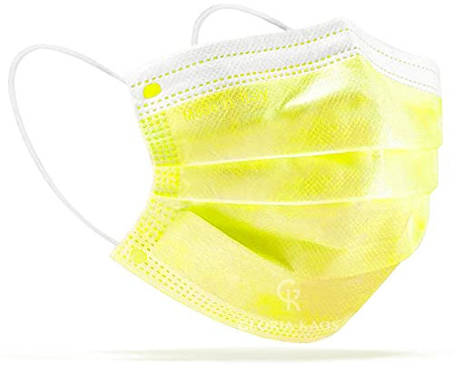 50 Mascherine Bambini MADE IN ITALY Certificate CE Sigillate in 5 Pacchetti da 10 Pezzi (Yellow)