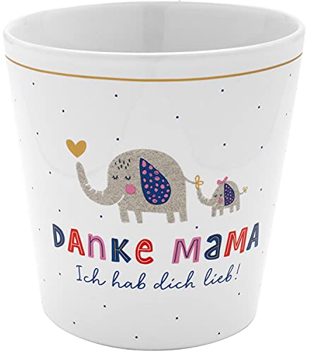 H:PPY Life Blumentopf mit Motiv Danke | Blumenübertopf aus Steinzeug, Höhe 10,5 cm, mit Geschenk-Banderole | Geschenk Blumen, Geburtstag | 47526