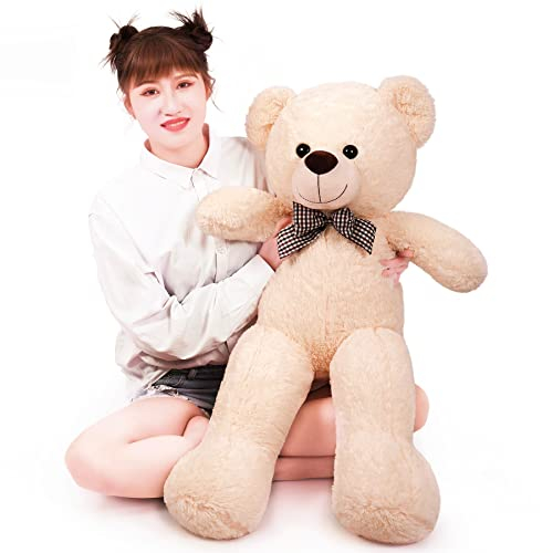 SNOWOLF 110cm Riesen XXL Teddybär Großer Plüschbär Kuscheltiere Spielzeug Teddybär Puppe für Kinder Freundin (Beige)