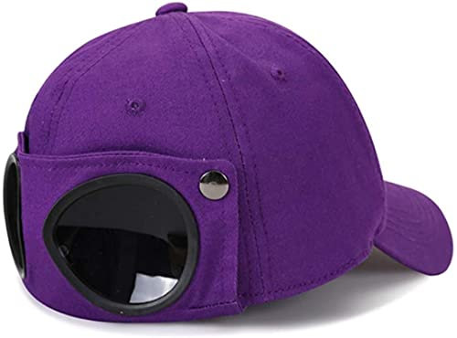 Yixda Unisex Baseball Cap Fliegermütze mit Schutzbrille Hip Hop Sport Snapback Kappe (Violett)