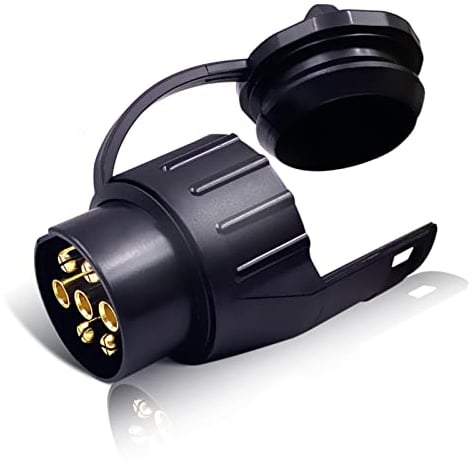 CXTM Adaptateur Prise remorque de 7 vers 13 Broches, Adaptateur Prise attelage 7-13 Broches, Adaptateur attelage 7 vers 13 Broches avec Couvercle de Parking, pour Porte-vélos, remorque pour Chevaux