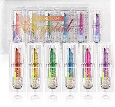 Crystal Jelly Lippenstift-Set Magischer Farbwechsel-Lippenstift 6-teiliges langanhaltendes nahrhaftes Lippenbalsam-Set mit Geschenkbox