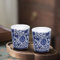 KOPYFANTAP Tee Tassen,Teetasse 2er Set,Chinesische Teetasse aus Blauem und Weißem Porzellan mit Lotus Muster,150ml