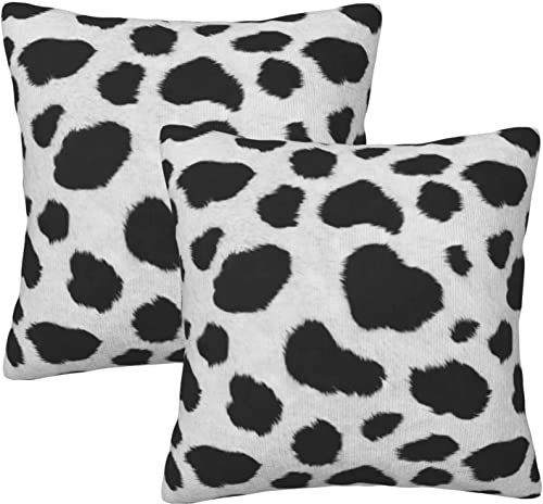 Set mit 2 schwarzen und weißen Kuhfellen, dekorativer Überwurf, Kissenbezüge, Kissenbezüge für Schlafzimmer, Sofa, Wohnzimmer, 45,7 x 45,7 cm