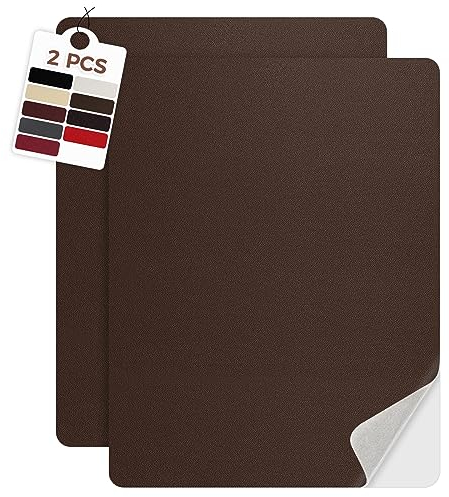 MICTER Leder Selbstklebend, 2 Stück PU Kunstleder Glatt Selbstklebend 20x28cm, Leder Reparatur Set für Möbel, Sofa, Autositze, Taschen, Leder Reparatur und Renovierung (Dunkelbraun)