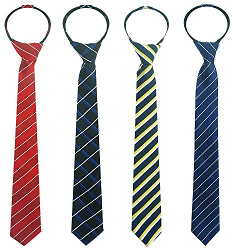Maeau Krawatte Vorgebunden Herren Kinder Jungen Krawatte Gestreift Kariert Mädchen Krawatte Reißverschluss Schmal Casual Business Schule Schwarz Rot Blau Marineblau Gelb Hochzeit Schlips Verstellbar